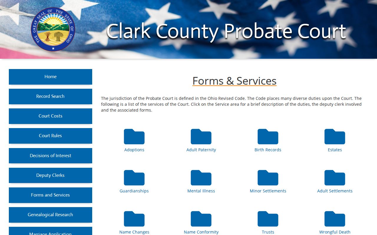 Clark County docket search Probate forms and records services