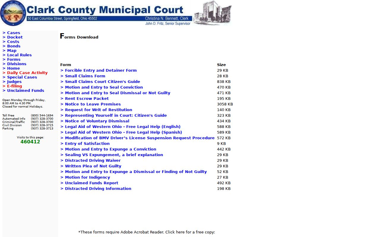 Clark County civil docket Municipal Court forms source