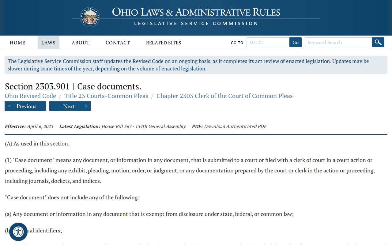 Clark County civil docket case document statute