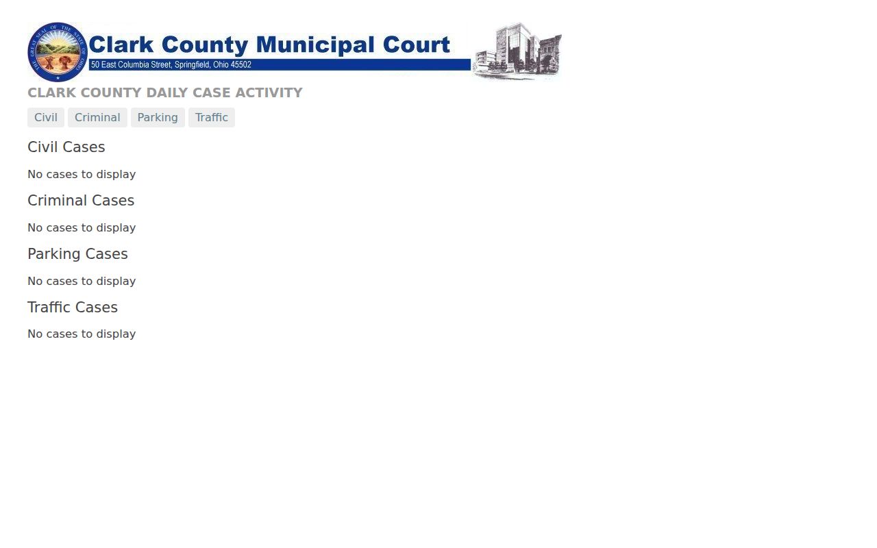 Clark County court schedule Municipal Court daily activity source