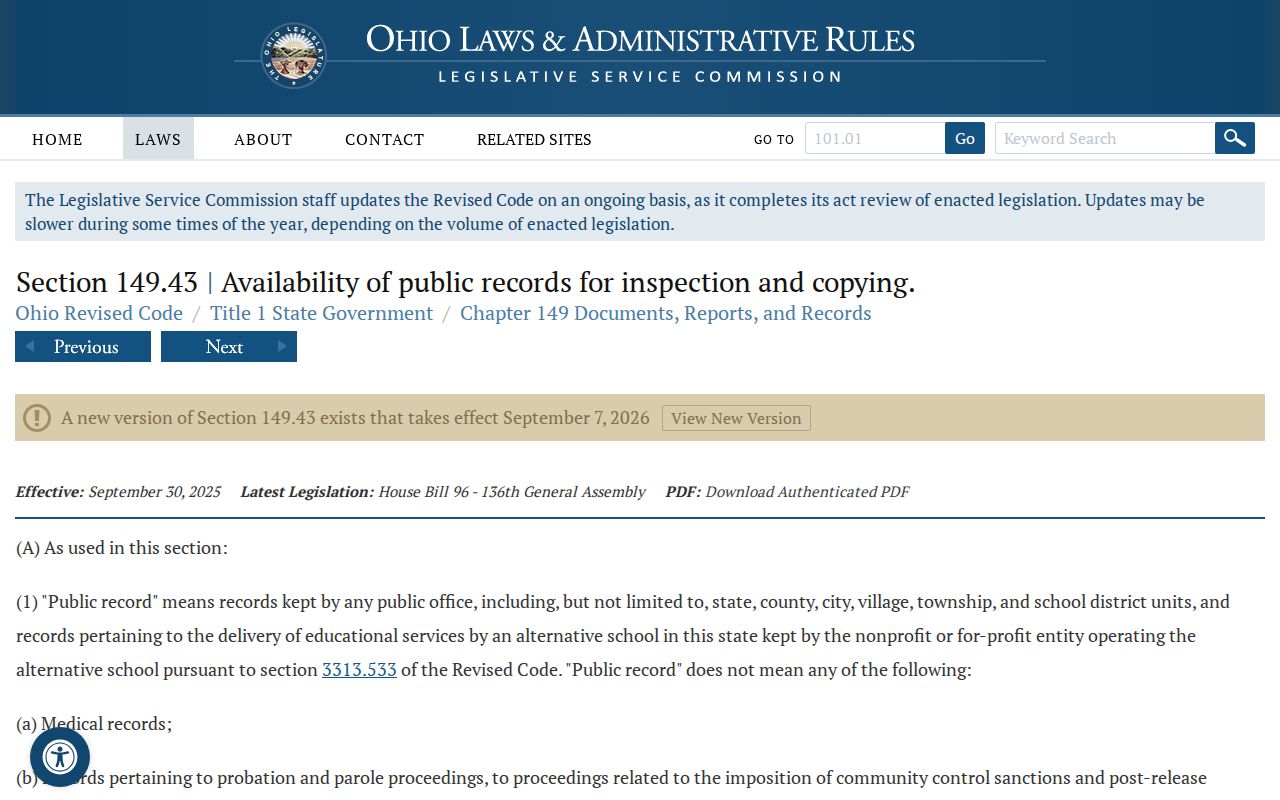 Clark County court records Ohio public records statute
