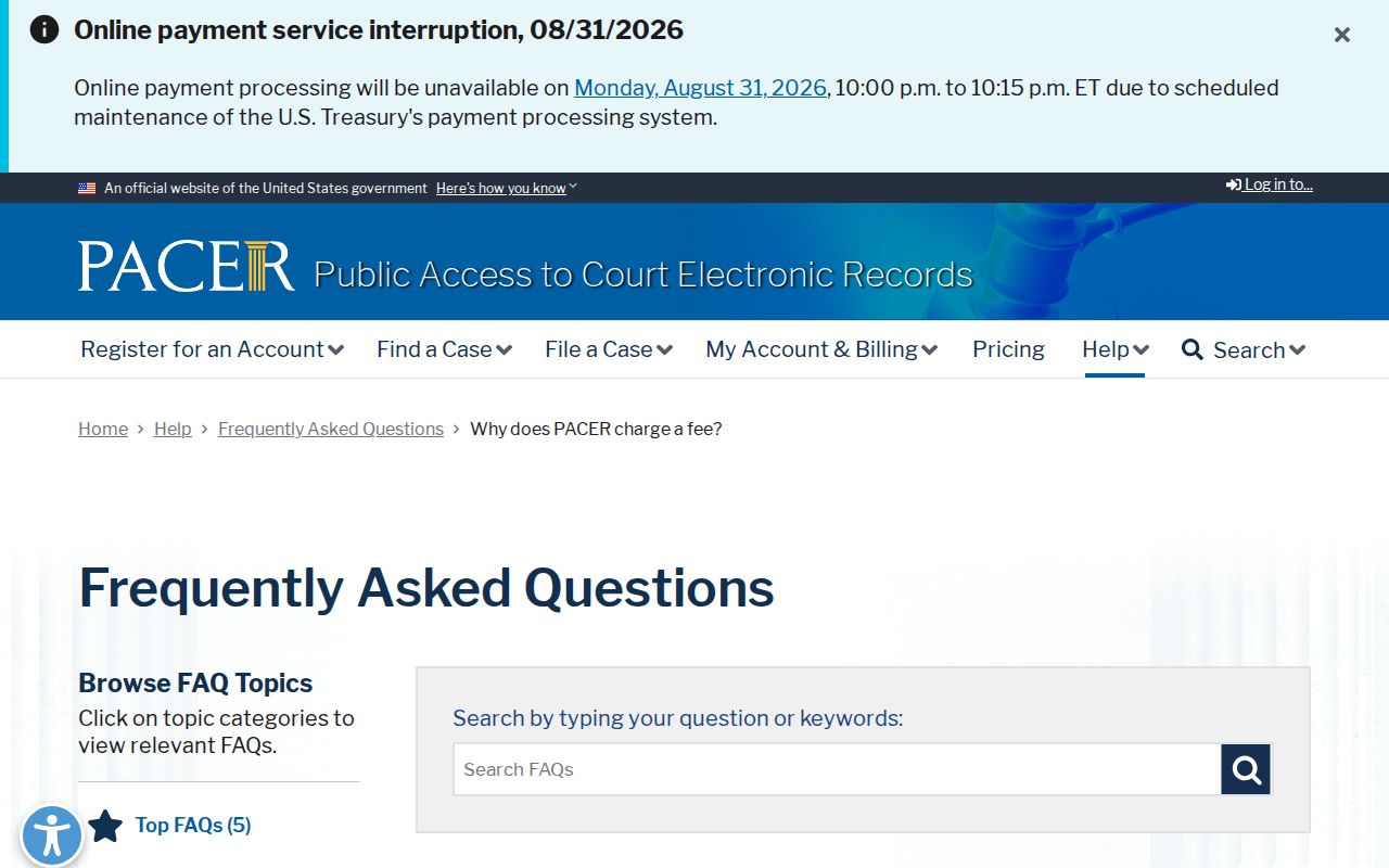 Clark County court records federal PACER access fee source