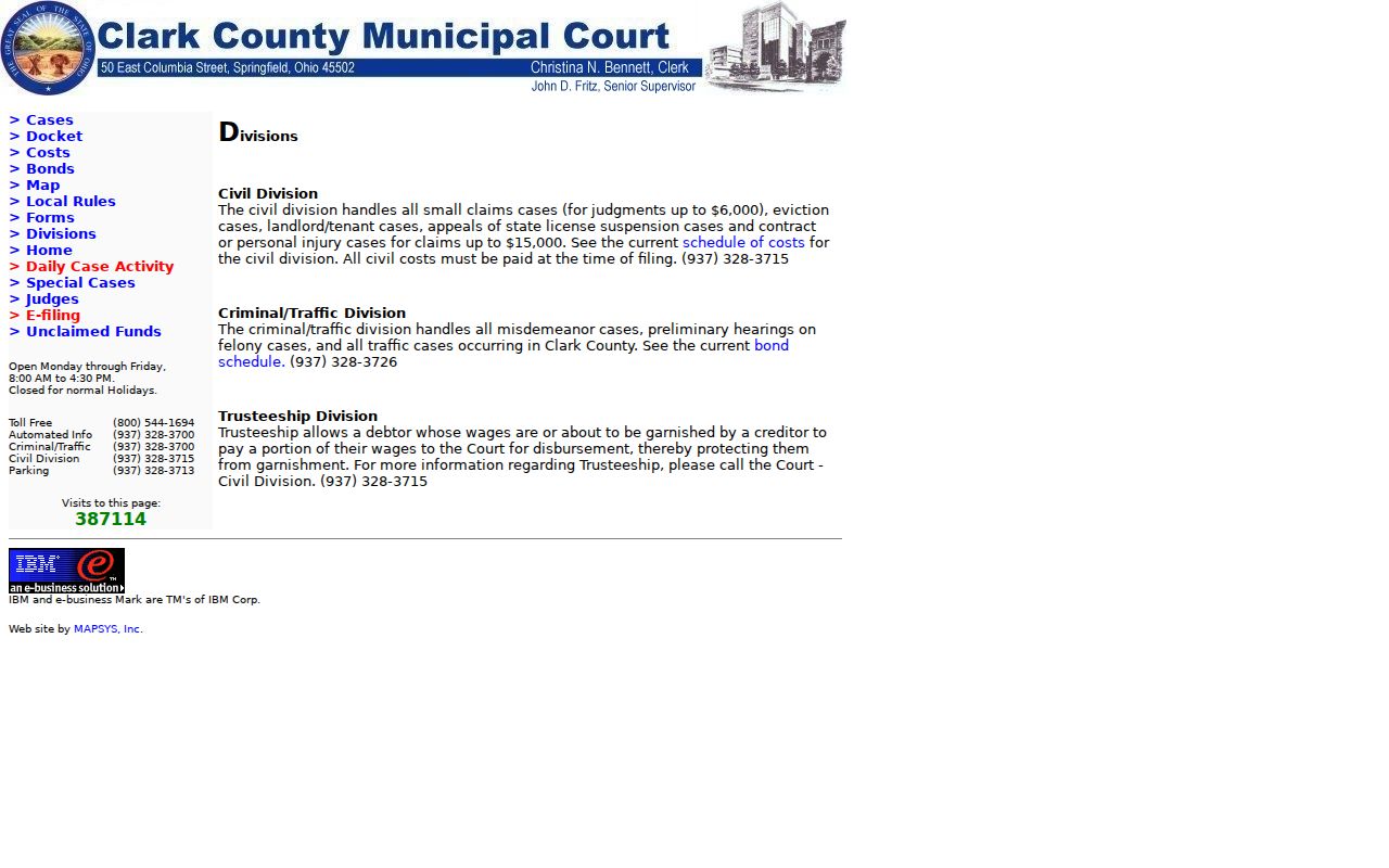 Clark County criminal docket Municipal Court divisions information
