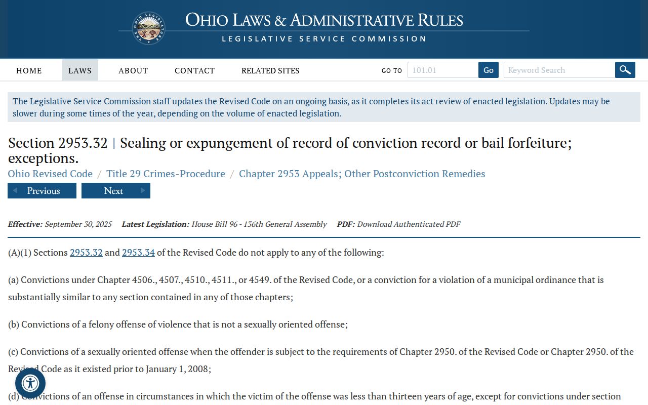 Clark County criminal docket sealing and expungement statute