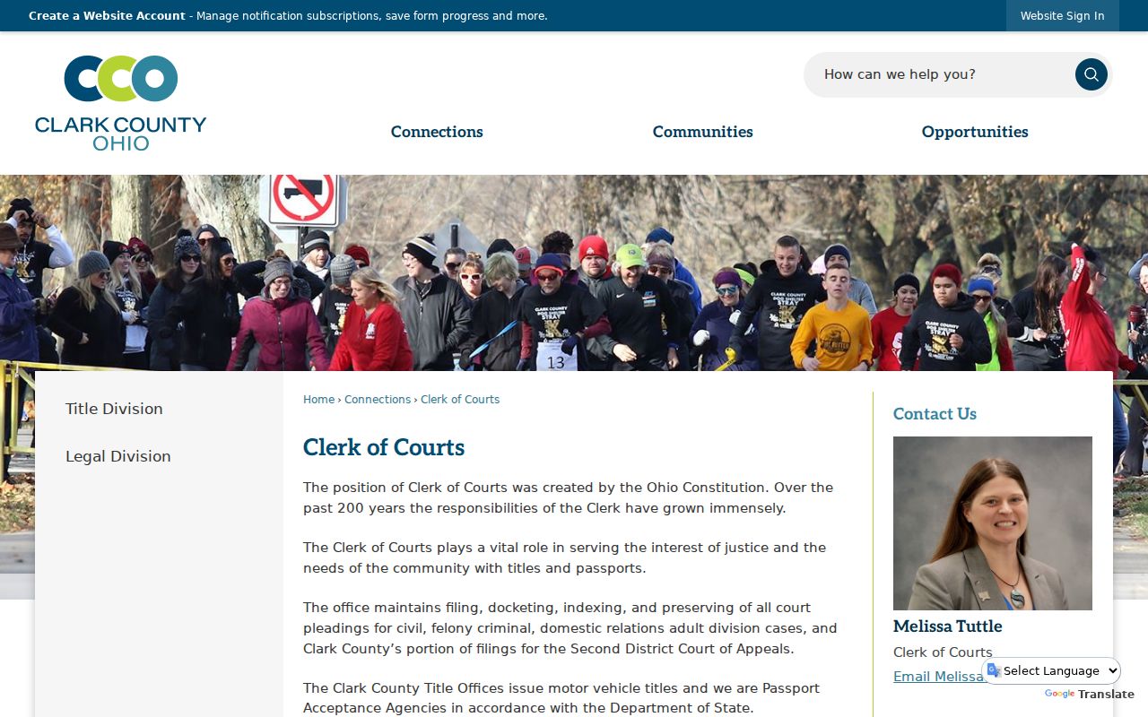 Clark County court docket Clerk of Courts division information