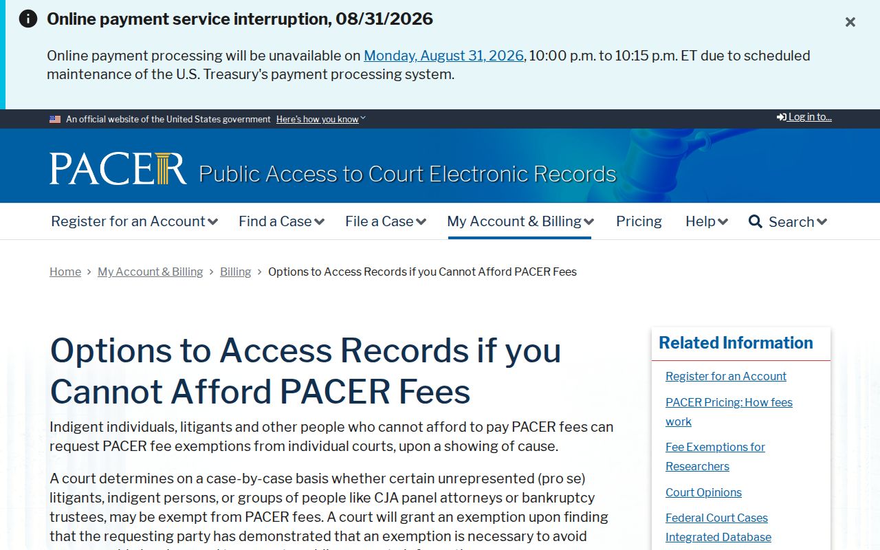 Clark County court docket PACER access options